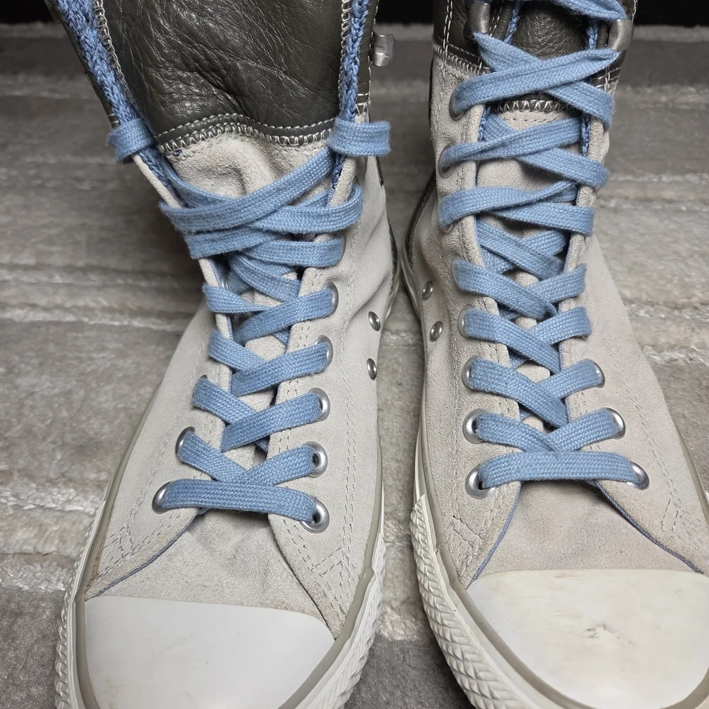 Converse High-Top Sneakers in Light Gray, Black & Light Blue - Picture 4 of 8
